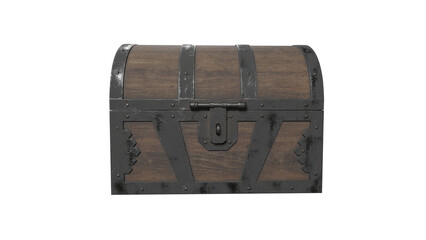 wood chest front view without shadow 3d render