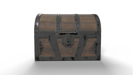 wood chest front view with shadow 3d render