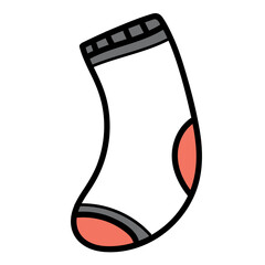 Minimal scandinavian doodle sock isolated on transparent background. Nordic doodle in folklore style