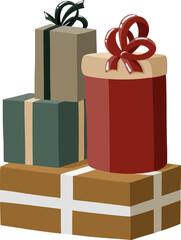 Vector Christmas gift boxes with ribbons