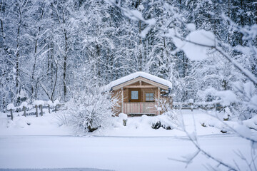 snow covered house
