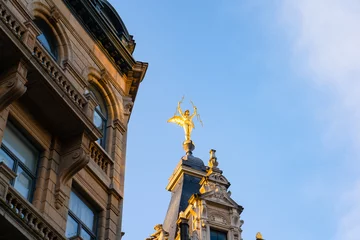 Canvas schilderij Antwerpen Beautiful Rococo architecture buildings at Meir street ,  walking and shopping avenue in Antwerp during winter sunny day : Antwerp , Belgium : November 29 , 2019  © fukez84