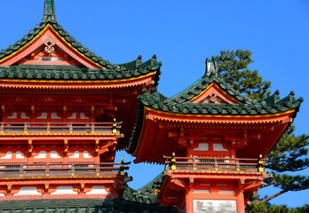 Sakyō-ku, Kyoto, Japan, Asia - architectural detail of Heian Shrine - Heian Jingu -  famous Shinto shrine