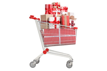 Shopping cart with wrapped presents © Ljupco Smokovski