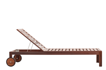 Studio shot of a brown wooden sunbed