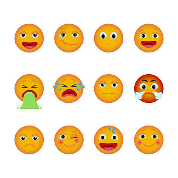 A set of emoji emoticons with various emotions. Vector gradient emoji icons for social networks, Positive and negative emotions