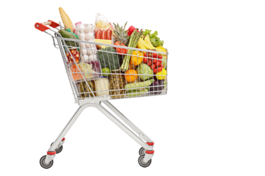Shopping cart with food products - Powered by Adobe