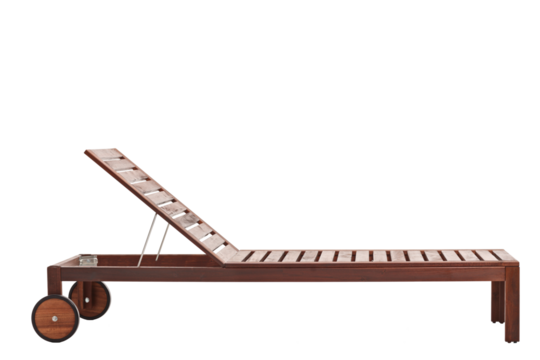 Studio shot of a brown wooden sunbed