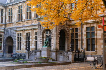 Hendrik Conscienceplein , Beautiful square in old town of Antwerp during autumn , winter : Antwerp , Belgium : November 29 , 2019