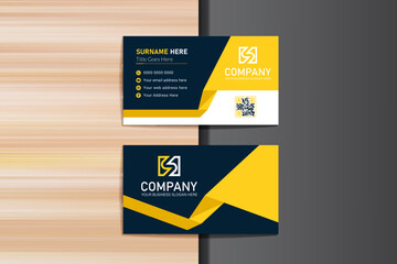 Vector business card set template creative yellow wave design