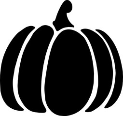 Vector black and white pumpkin icon in a flat style. The illustration is suitable for decorating a Halloween holiday, menu, food.