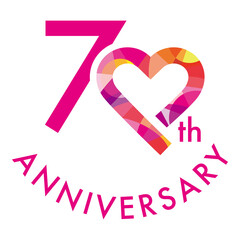 70th, Heart anniversary logo design template