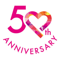 50th, Heart anniversary logo design template