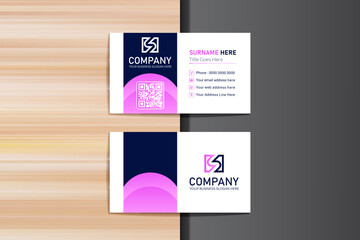 Vector pink gradient clean flat business card design