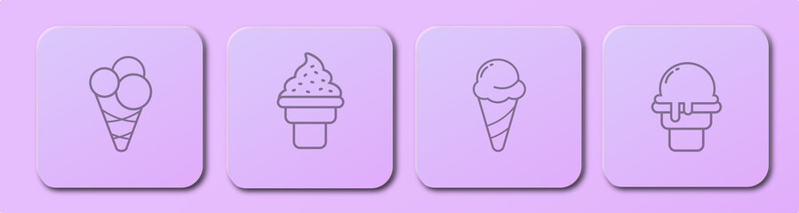 Set of outline ice cream icons