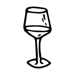 Wine glass doodle style vector illustration isolated on white