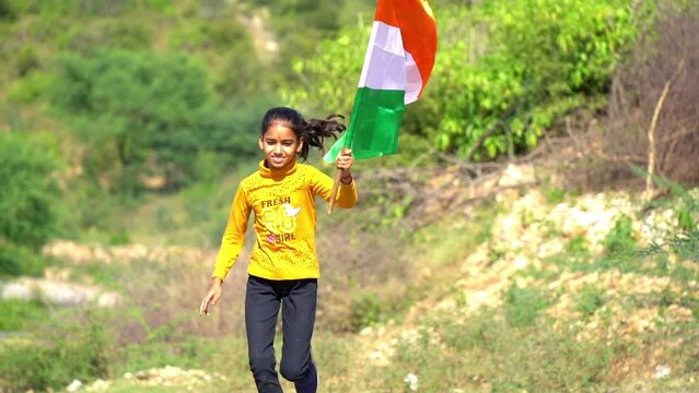 Indian girl with tricolour or indian flag colours. Suitable for Happy Independence day or Republic day greeting.