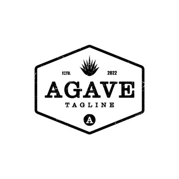 Agave Leaf Vintage Retro Rustic, Stamp Label Logo vector design