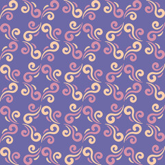 Seamless tile pattern in traditional style. Simple abstract spiral shapes. Flat vector graphics.