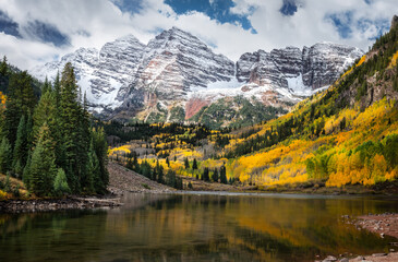 Maroon Bells in Colorado during fall season