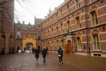 The Hague Parliament or Binnenhof ,  office of the Prime Minister of the Netherlands during winter : The Hague , Netherlands : November 28 , 2019