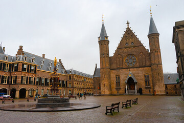 The Hague Parliament or Binnenhof ,  office of the Prime Minister of the Netherlands during winter...