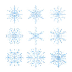 A set of snowflakes. Design elements for Christmas.