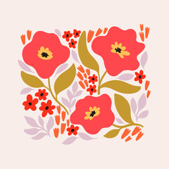 Modern abstract flowers and plants collection 'Blossom'. Floral cards with modern abstract flower pattern