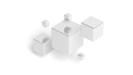 Abstracts cubes isolated on white background. Silver. 3d illustration.