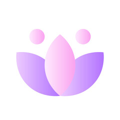Lotus flat gradient two-color ui icon. Meditation sign. Inner calmness. Spiritual harmony. Simple filled pictogram. GUI, UX design for mobile application. Vector isolated RGB illustration