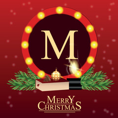 Christmas card with holiday elements composition.