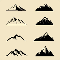 Set of icons of mountains Vector illustration, design element for logo