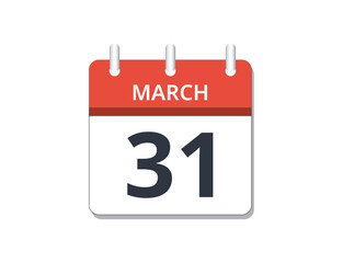March, 31st calendar icon vector. 