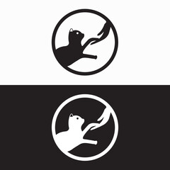 Circle cat animal logo design 