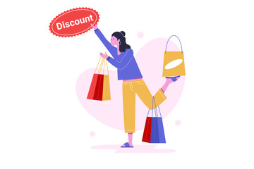 Happy Hunting Shopping Discount Coupon Vector Illustration