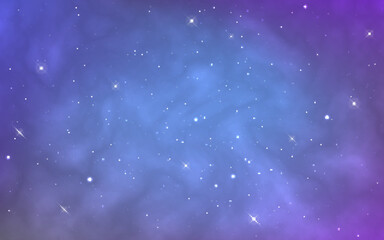 Fototapeta premium Cosmos violet texture. Deep space background. Milky way with glowing stars. Colorful endless universe with constellations. Starry galaxy effect. Vector illustration