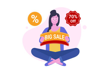 Big Sale and 70% Shopping Discount Illustration