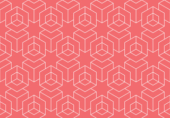 The geometric pattern with lines. Seamless vector background. White and pink texture. Graphic modern pattern. Simple lattice graphic design