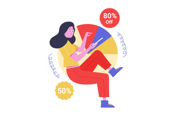 80% Discount Sale Offer Vector Illustration