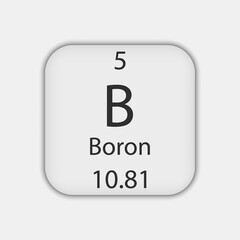 Boron symbol. Chemical element of the periodic table. Vector illustration.