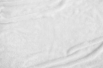 View from above. close up of a white towel bathroom on white background