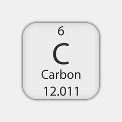 Carbon symbol. Chemical element of the periodic table. Vector illustration.