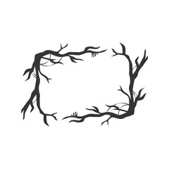 Spooky halloween frame tree design isolated