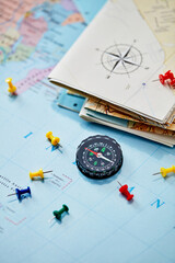 Pins, compass and pins