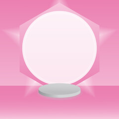 white gray pink podium 3d white product light   background circle  geometric star .