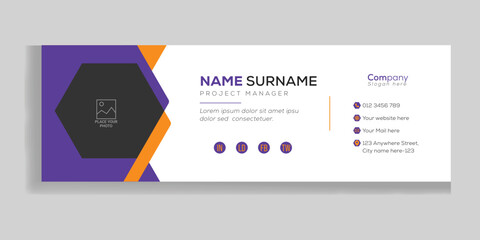 Professional Modern and Minimal business and corporate Email Signatures Template with personal social media cover photo design