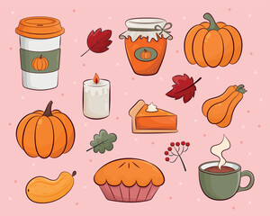 Pumpkin spice Collection vector illustration