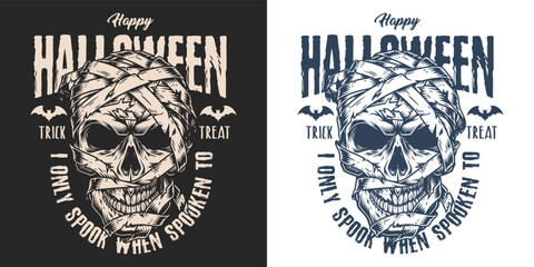 Happy Halloween vintage monochrome flyer