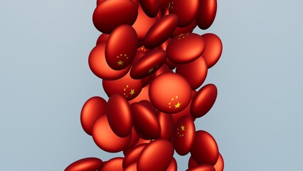 3D rendering of actual colored candy with a flag of China , isolated 