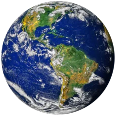 Fotobehang Planet earth globe from space isolated png image, north and south America physical map on a transparent background. Satellite photo. Elements of this image furnished by NASA. © gizemg